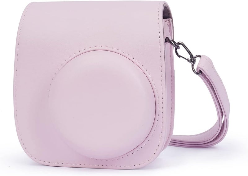 Phetium Instant mini 12 Camera Protective Case Compatible with Instax Mini 12 11,PU Leather Bag with Pocket and Adjustable Shoulder Strap (Blossom Pink) - Image 1